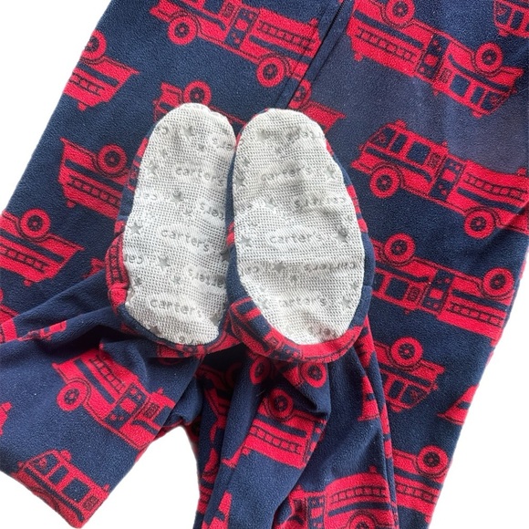 Carter’s 3T Boys Fleece Firetruck Footed  Onesie Pajamas - Picture 3 of 5